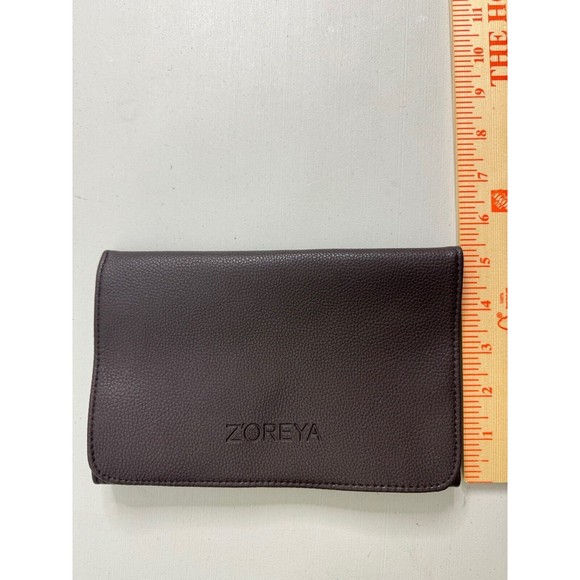 ZOREYA Z'OREYA Makeup Brush Bag Carrier for Cosmetics Brown with Snaps Pocket - Picture 3 of 9